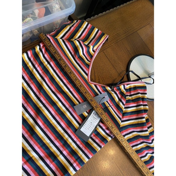ONLY Our Story Multicolor Stripe Front/Back V Neck L/S Shirt NWT Sz Med Colorful - Picture 7 of 8